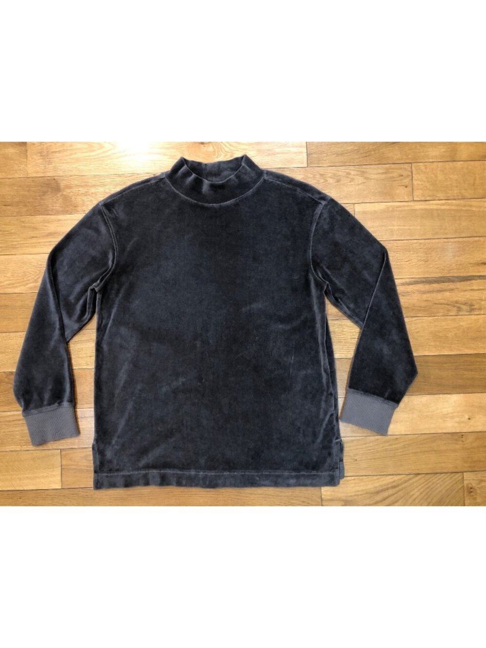 Pact Organic Cotton Velour Mock Neck Pullover Sweatshirt Tunic Mocha Minimalist